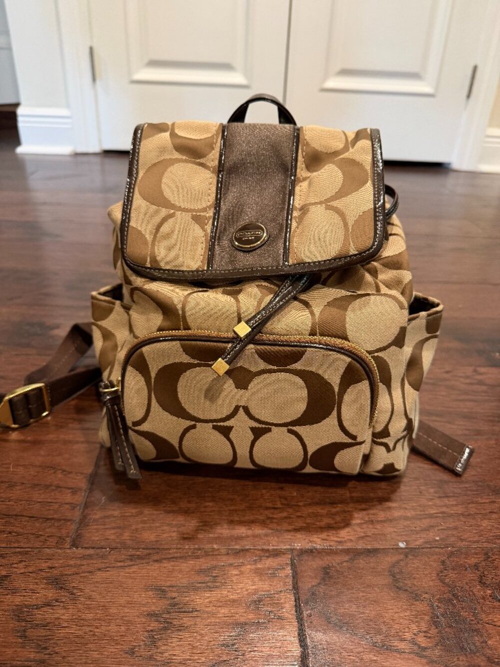 Coach Signature Brown & Tan Canvas Mini Backpack